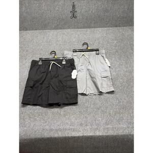 Lot Of 2 Wonder Nation Cargo Shorts Boy's Sz 10/12 Husky Black Drawstring NWT